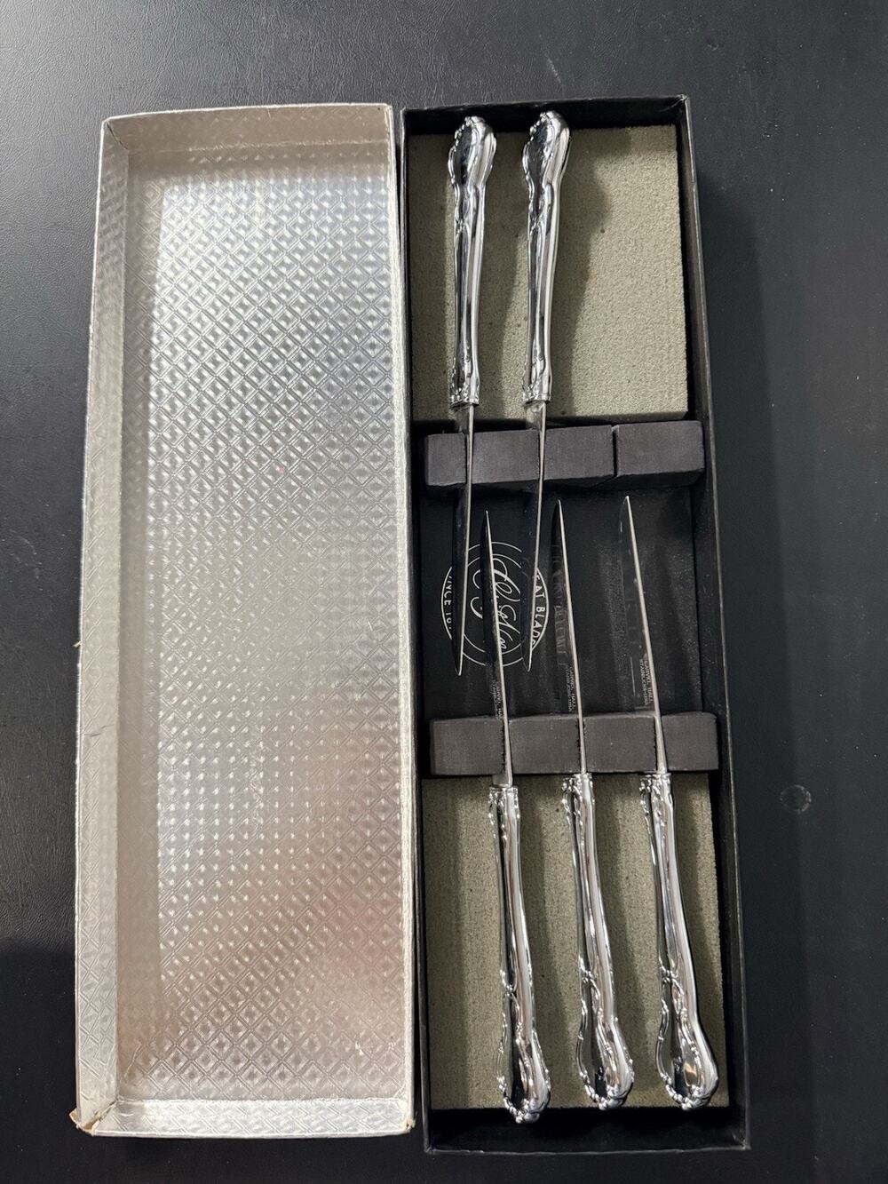 Vintage Carvel Hall USA Stainless Steel Steak Knives Set of 5 w/ Original Box